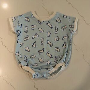 Blue Baby Onesie with Bunny Print